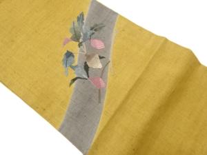 手織り紬相良刺繍絽刺し野菜模様名古屋帯